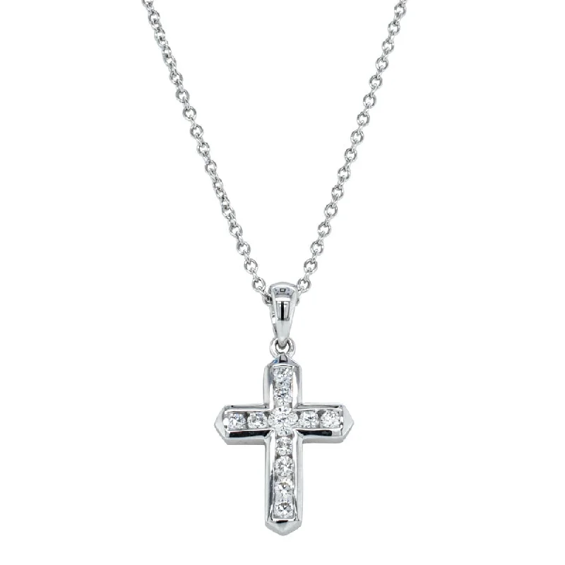 18ct White Gold .26ct Diamond Cross Pendant