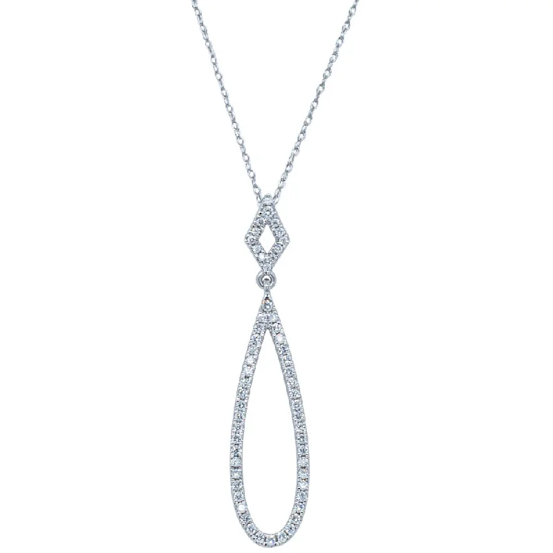 18ct White Gold .32ct Diamond Drop Pendant