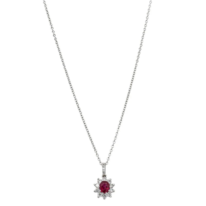 18ct White Gold .45ct Ruby & Diamond Pendant