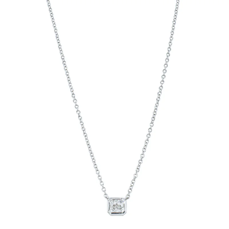 18ct White Gold .46ct Radiant Cut Diamond Natalia Pendant