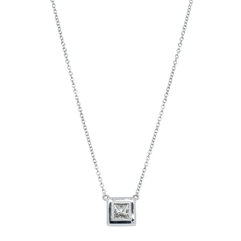 18ct White Gold .50ct Princess Cut Diamond Windsor Necklace