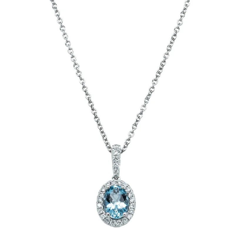 18ct White Gold  Aquamarine & Diamond Mini Sierra Pendant