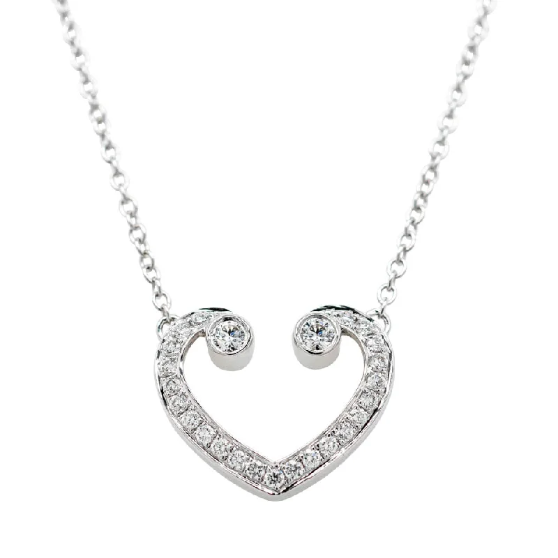 18ct White Gold Diamond Koru Heart Pendant