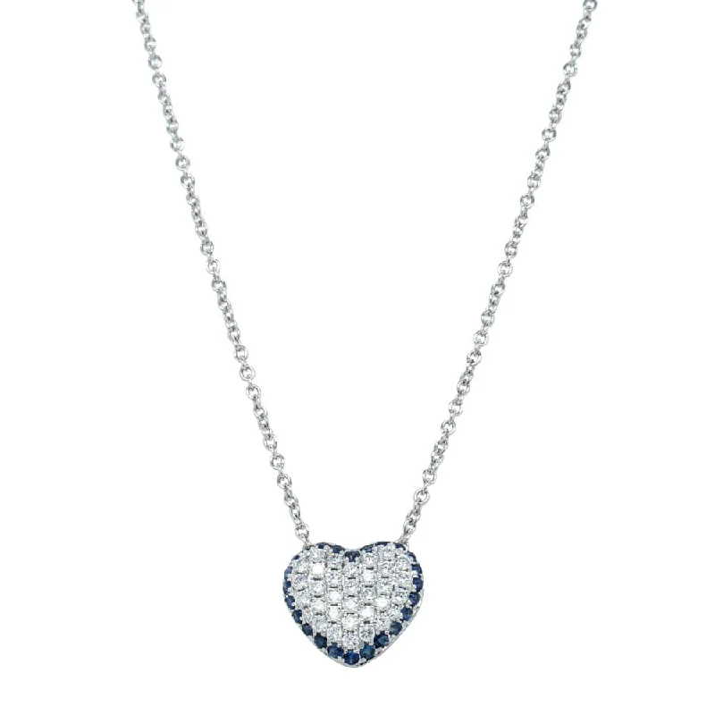 18ct White Gold Sapphire & Diamond Corazon Pendant