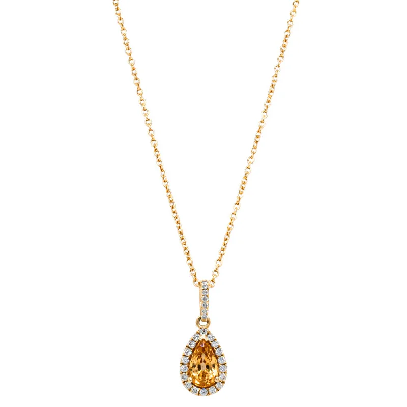 18ct Yellow Gold 1.28ct Golden Sapphire & Diamond Pendant