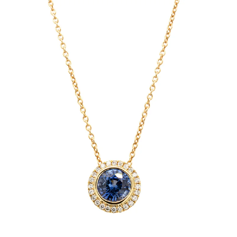 18ct Yellow Gold 1.38ct Sapphire & Diamond Isla Pendant