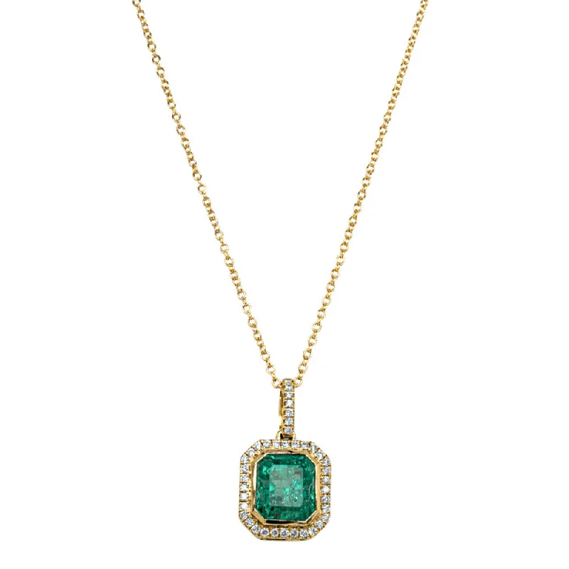 18ct Yellow Gold 2.70ct Emerald & Diamond Isla Pendant