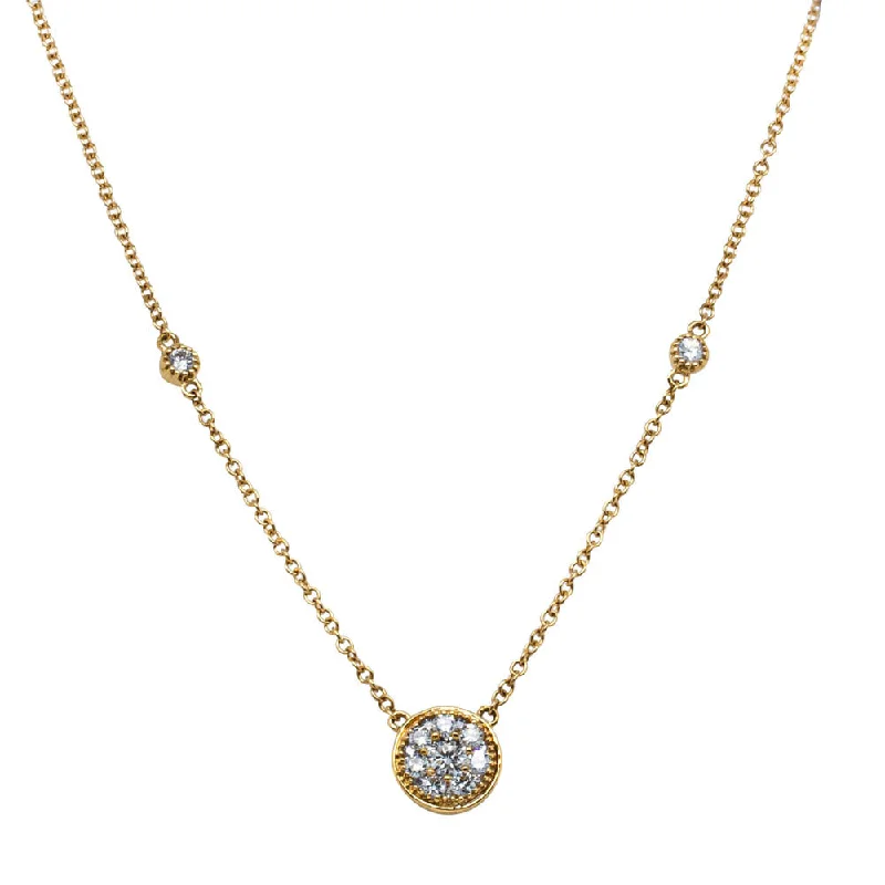 18ct Yellow Gold .41ct Diamond Cluster Necklace