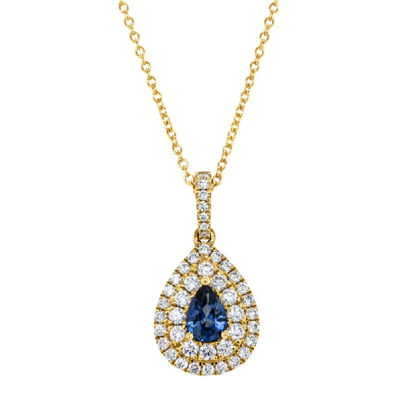 18ct Yellow Gold .66ct Sapphire & Diamond Pendant