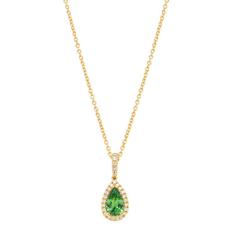 18ct Yellow Gold .78ct Tsavorite & Diamond Mini Sierra Pendant