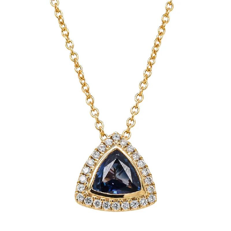 18ct Yellow Gold .82ct Sapphire & Diamond Pendant