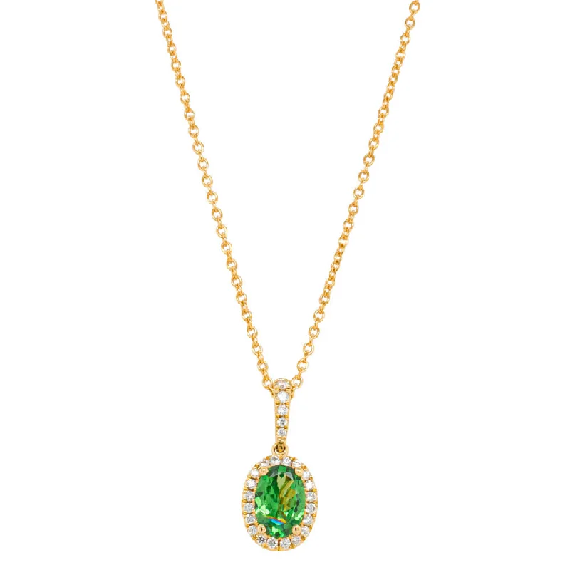 18ct Yellow Gold .82ct Tsavorite & Diamond Mini Sierra Pendant