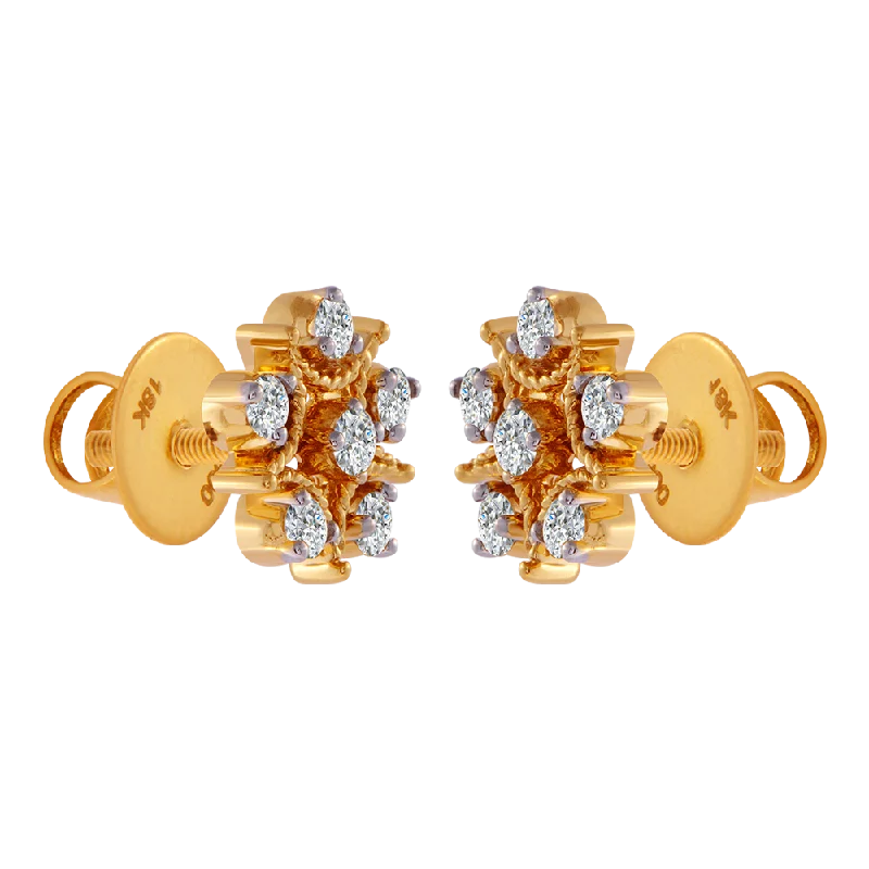 18KT (750) Yellow Gold And Diamond Clip-on Earrings For Women