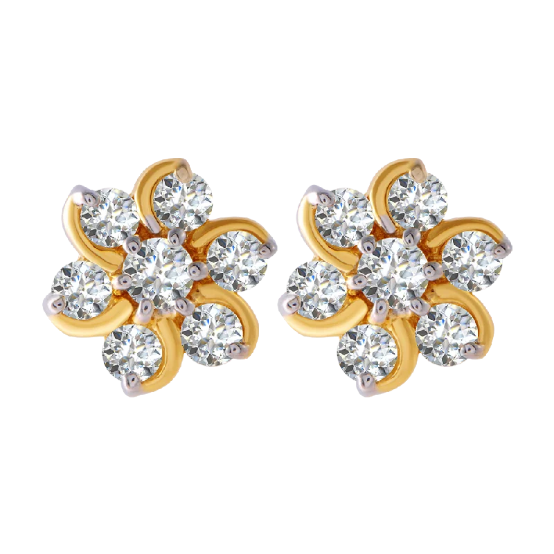 18KT (750) Yellow Gold And Diamond Clip-on Earrings For Women