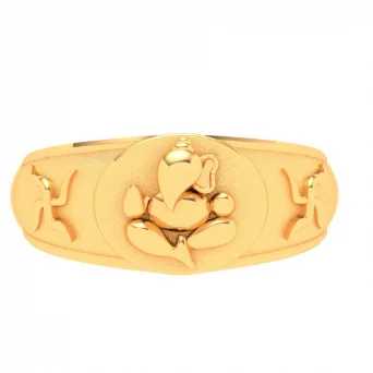 22k Male Gold Ring With Ganesha & Om Sign From Mugdhaa Collection