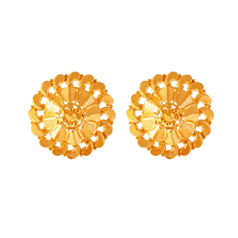 22KT (916) Yellow Gold Stud Earrings For Women