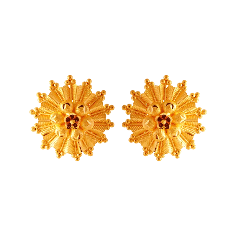 22KT (916) Yellow Gold Stud Earrings For Women