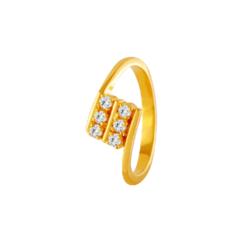 22KT Yellow Gold And American Diamond Ring For Women