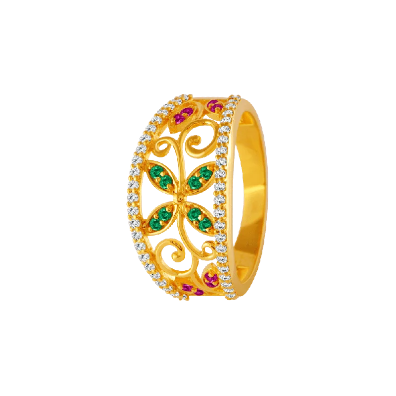 22KT Yellow Gold And American Diamond Ring For Women