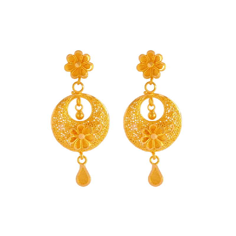 22KT Yellow Gold Chandbali Earrings For Women