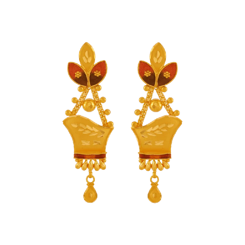 22KT Yellow Gold Drop Earrings For Women