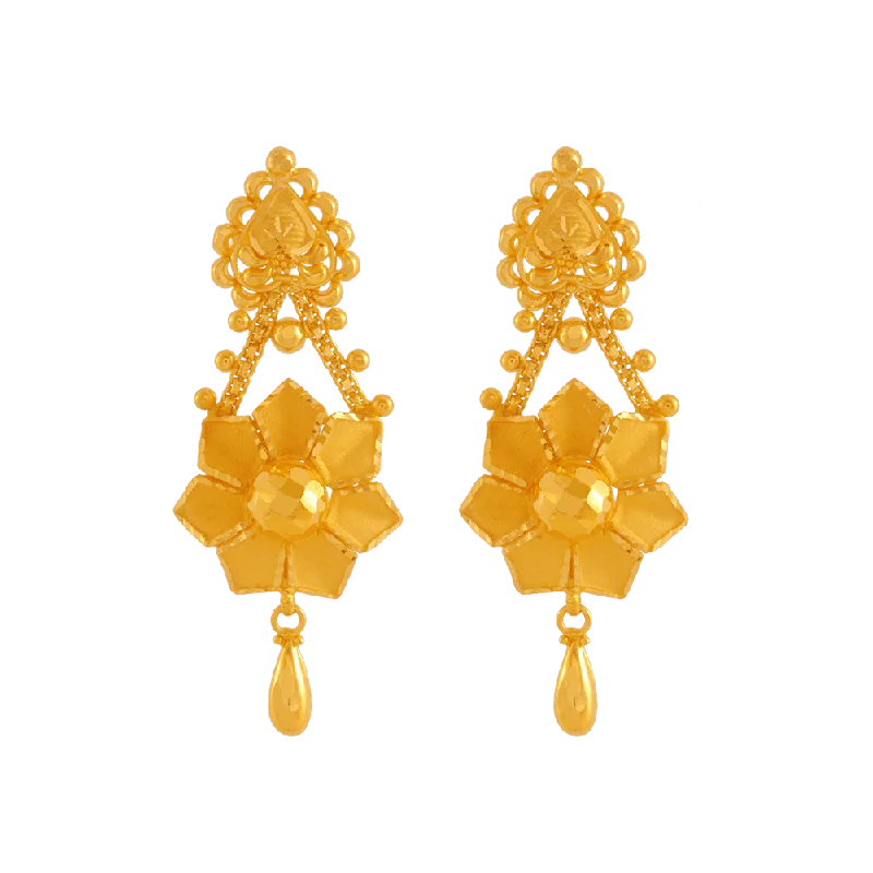 22KT Yellow Gold Drop Earrings For Women