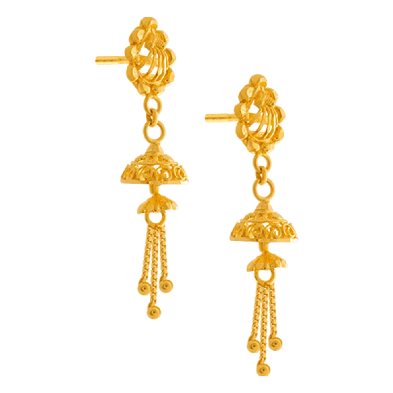 22KT Yellow Gold Jhumki Earrings For Women