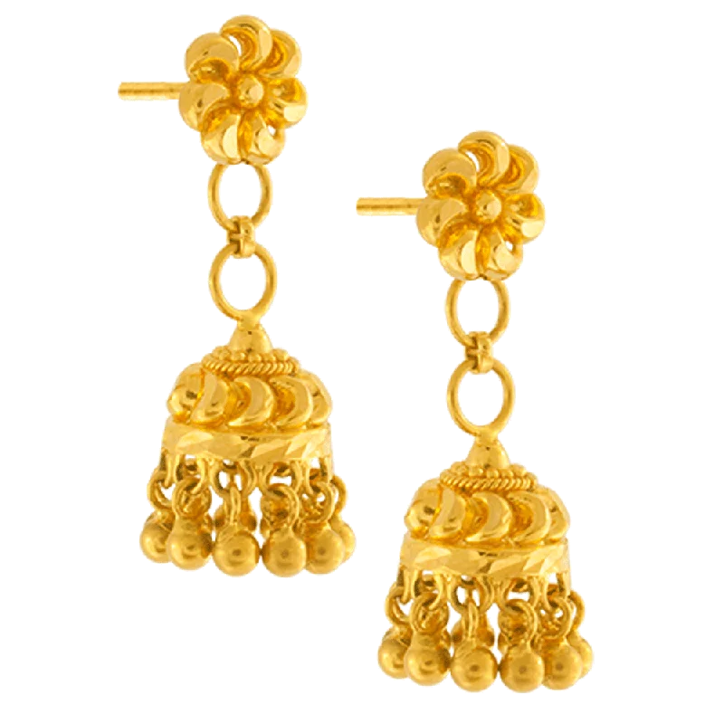 22KT Yellow Gold Jhumki Earrings For Women