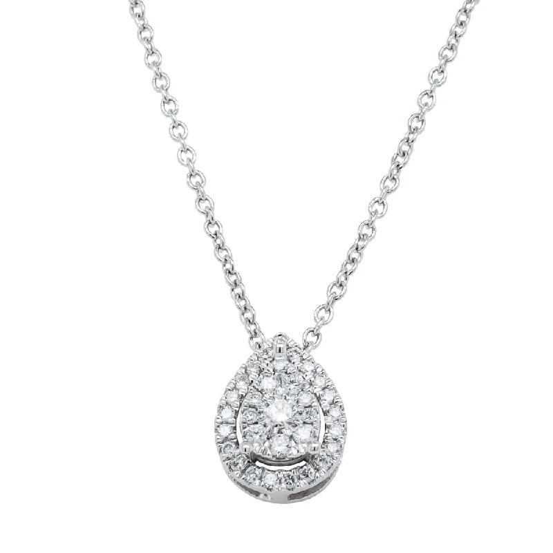 9ct White Gold Diamond Pear Saturn Pendant