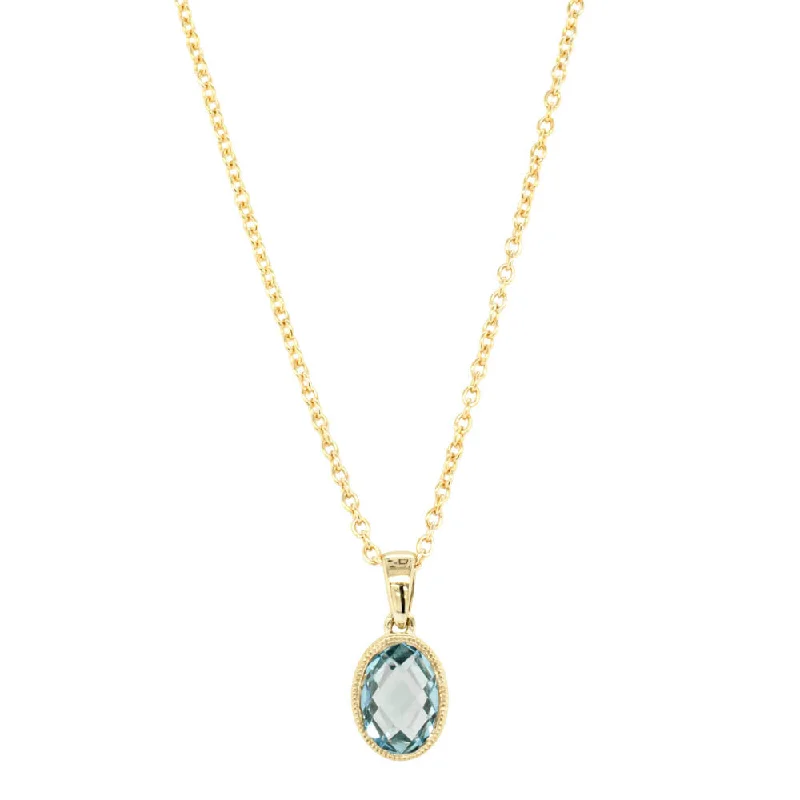 9ct Yellow Gold Blue Topaz Sandalwood Pendant