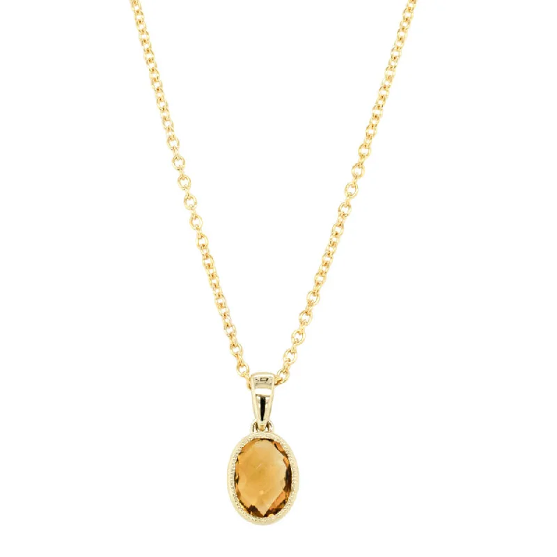 9ct Yellow Gold Citrine Elderflower Pendant