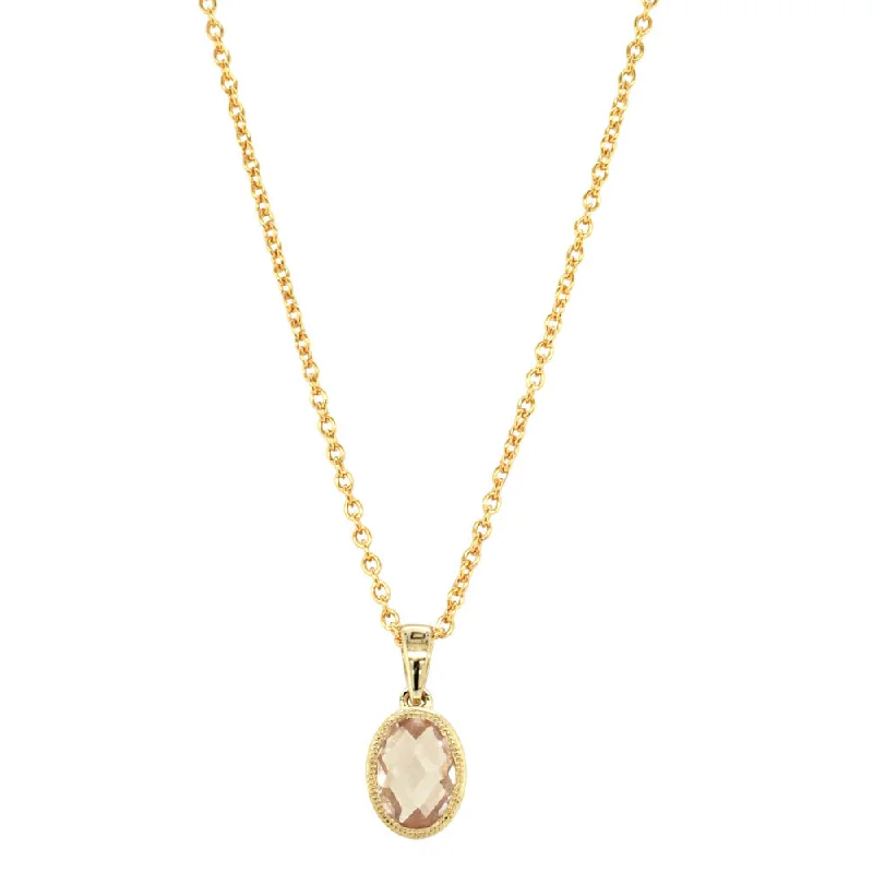 9ct Yellow Gold Rose Quartz Rosehip Pendant