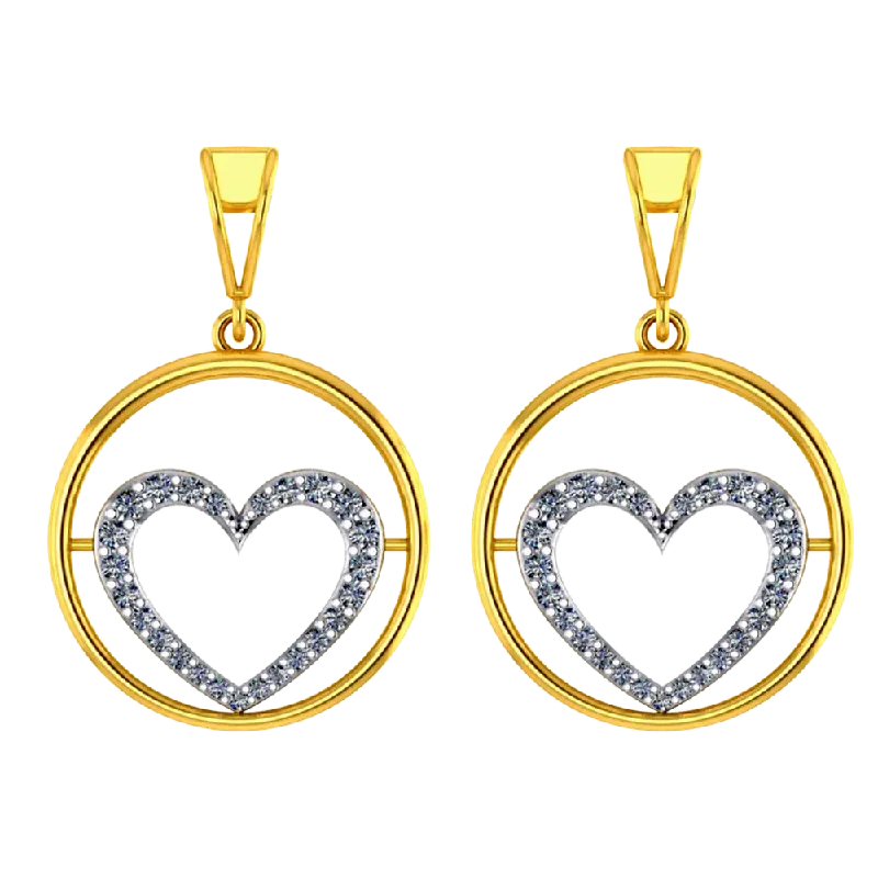 Beautiful 14k Gold Circular Earrings With A Heart Shape Design In It