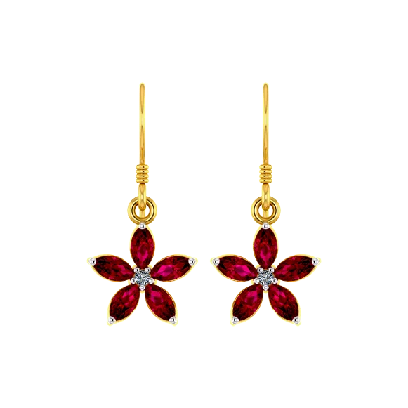 Blood Daisy Gold Earrings