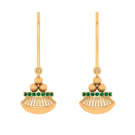 Charming 14k Gold Earrings With Green Gem From Amazea Collection