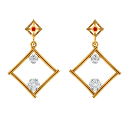 Dazzling Diamond Embedded Triangle 14k Gold Earrings