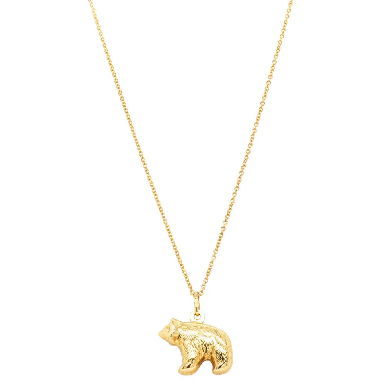 Deja Vu 18ct Yellow Gold Hollow Polar Bear Necklace