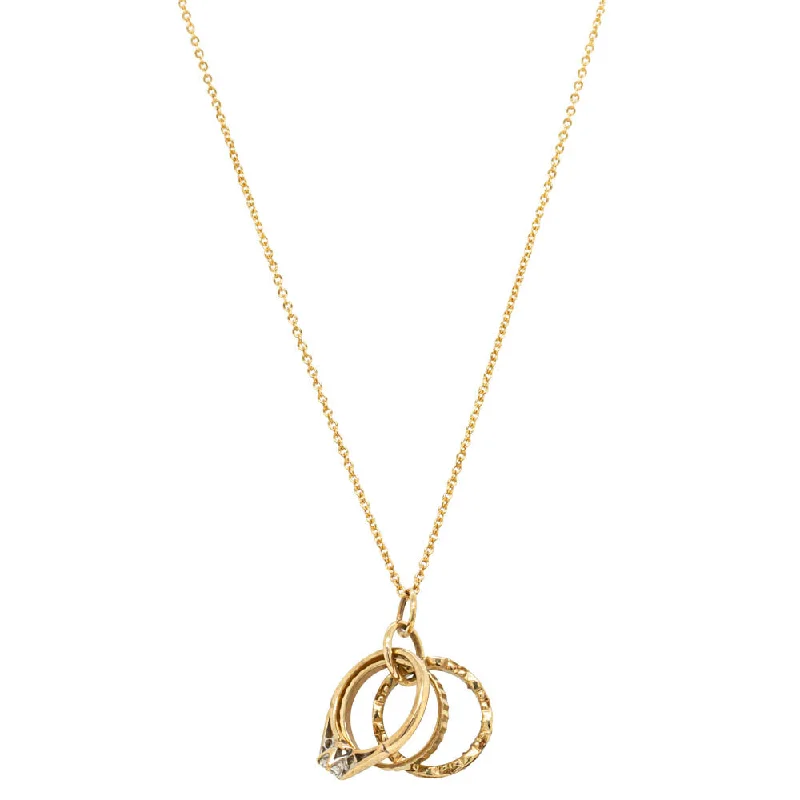 Deja Vu 9ct Yellow Gold Bridal Rings Necklace