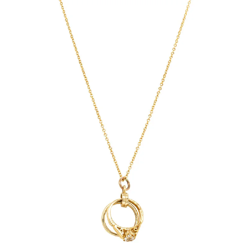 Deja Vu 9ct Yellow Gold Bridal Rings Necklace