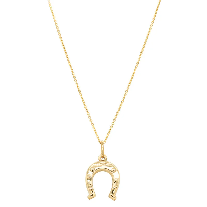 Deja Vu 9ct Yellow Gold Hollow Horseshoe Necklace