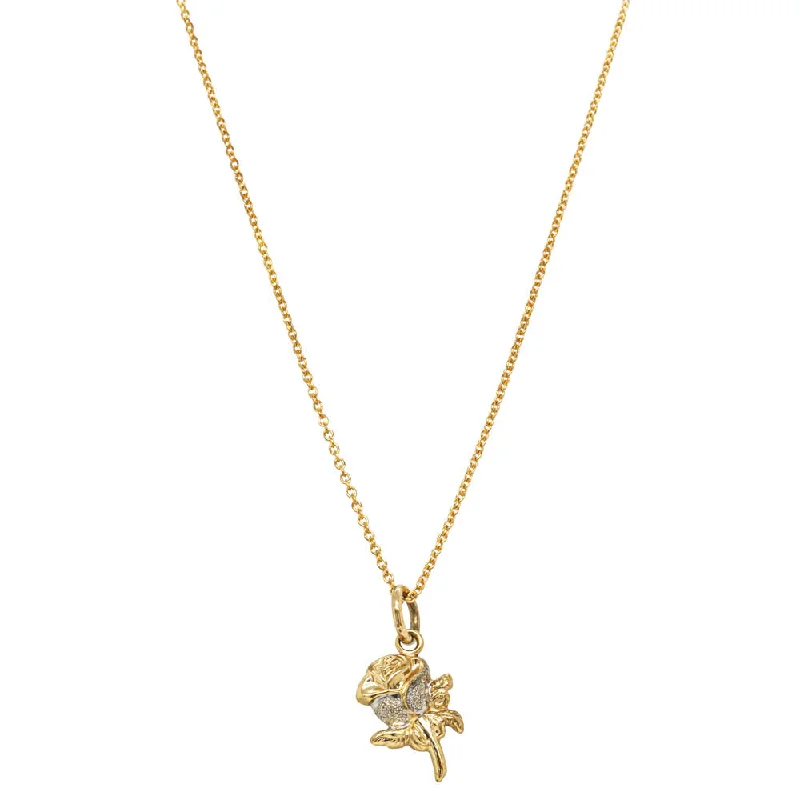 Deja Vu 9ct Yellow Gold Hollow Rose Necklace