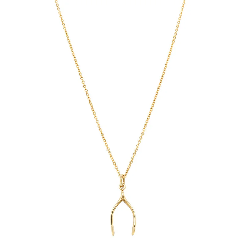 Deja Vu 9ct Yellow Gold Wishbone Necklace