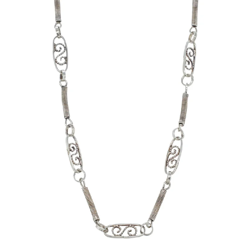 Deja Vu Sterling Silver Fancy Link Necklace