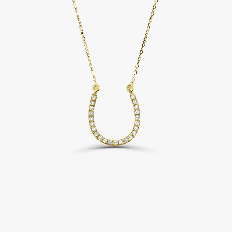 14k Diamond Large Horseshoe Necklace