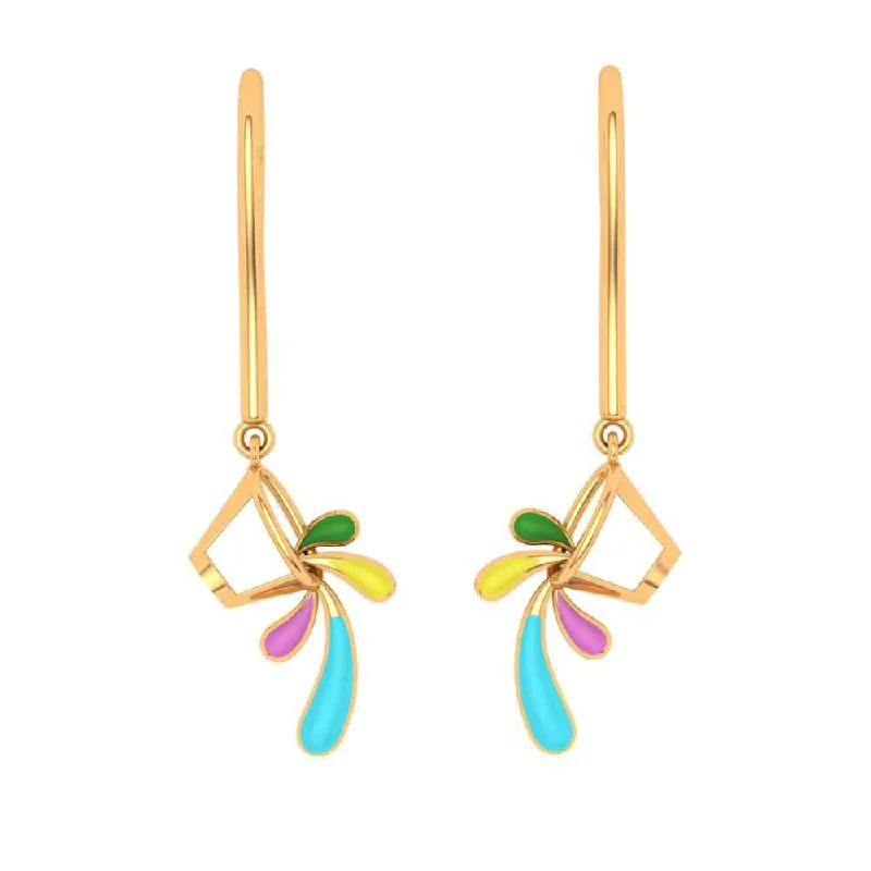 Eclectic Floral Gold Drop Earrings