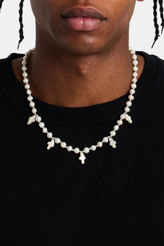 Freshwater Pearl Cross Necklace