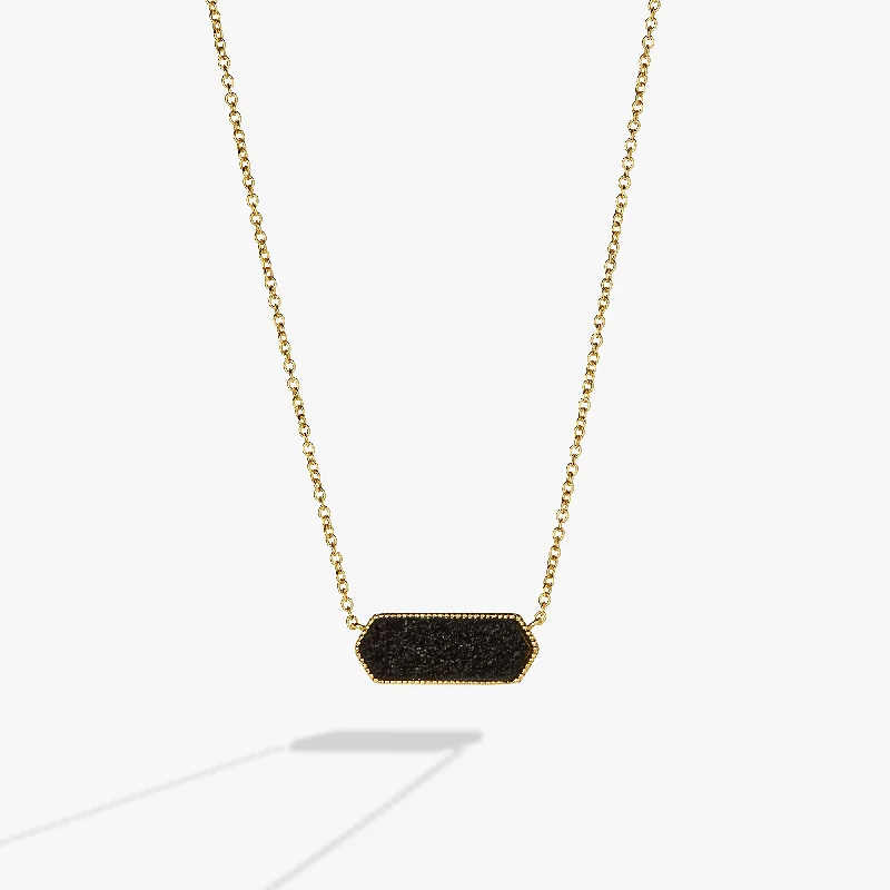 Glitter Druzy Pendant Necklace, Black