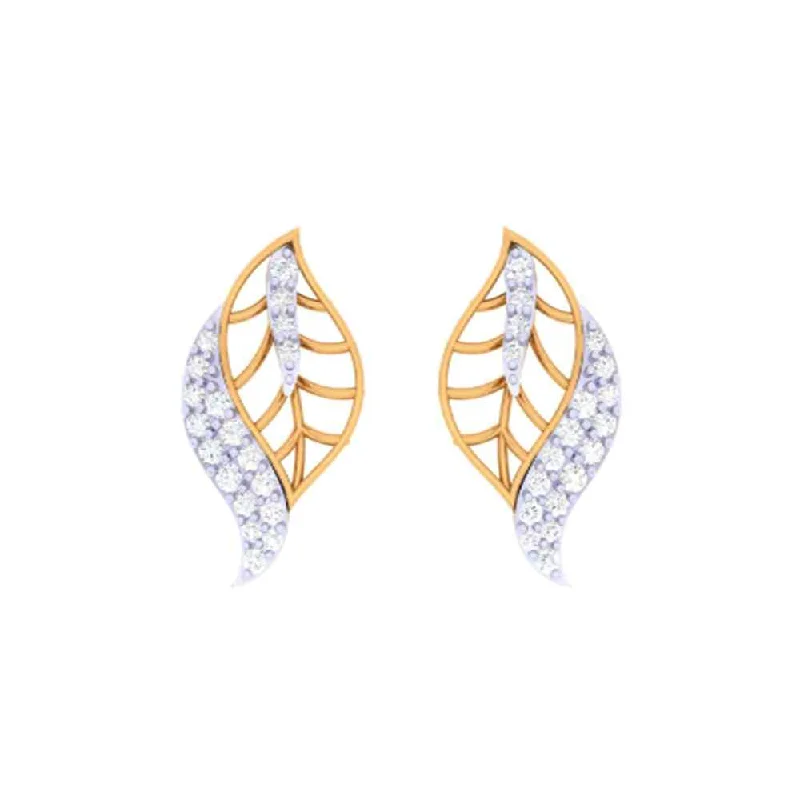 Leaf Motif Gold Earrings