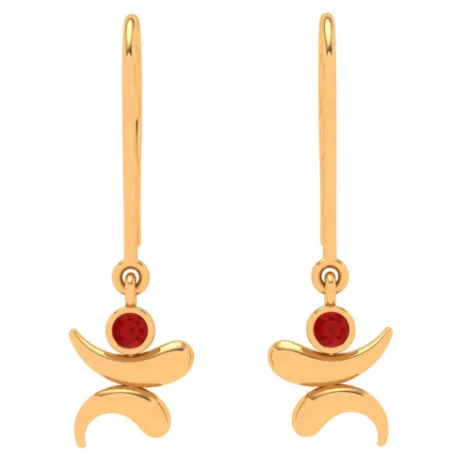 Lovely 14k Gold Earrings With Red Gems From Amazea Collection