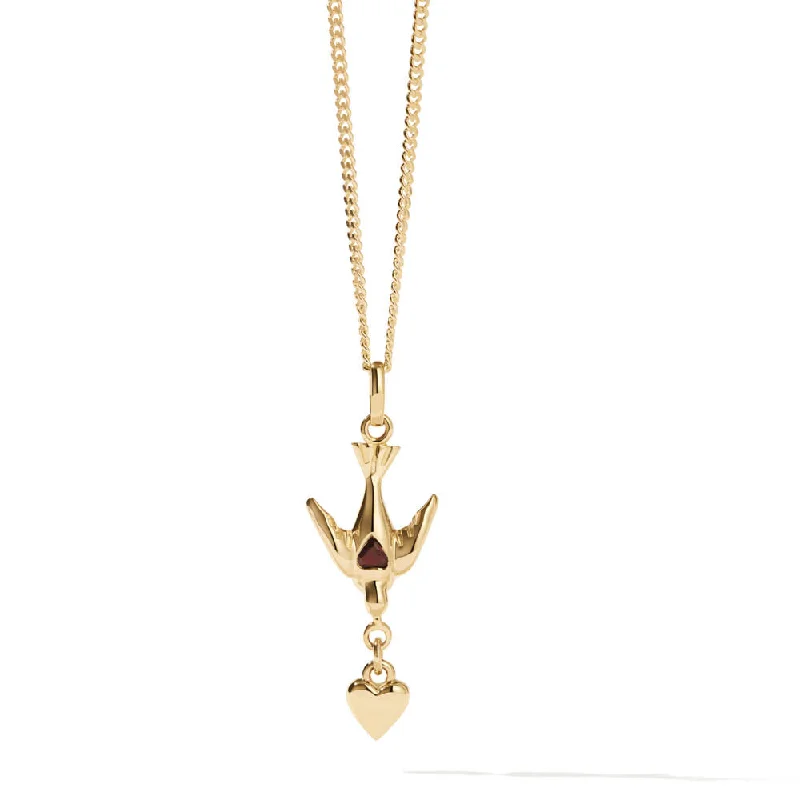 Meadowlark Love Dove Necklace - Gold Plated & Thai Garnet